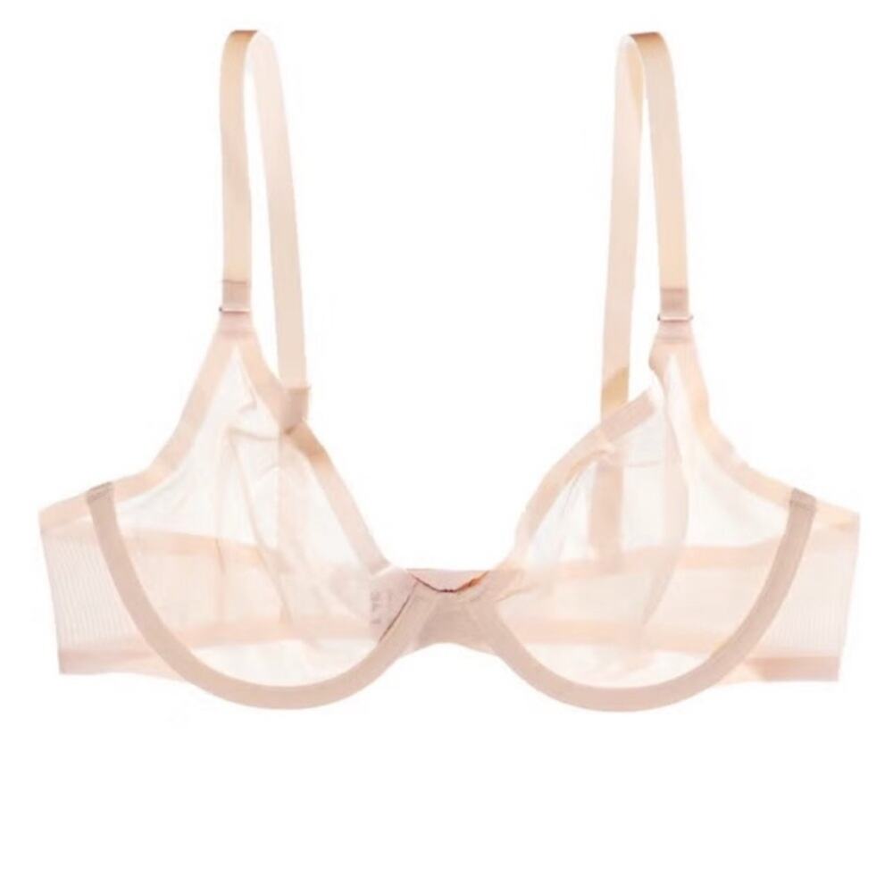 CUUP Cream The Plunge Mesh Underwire Bra size 38E